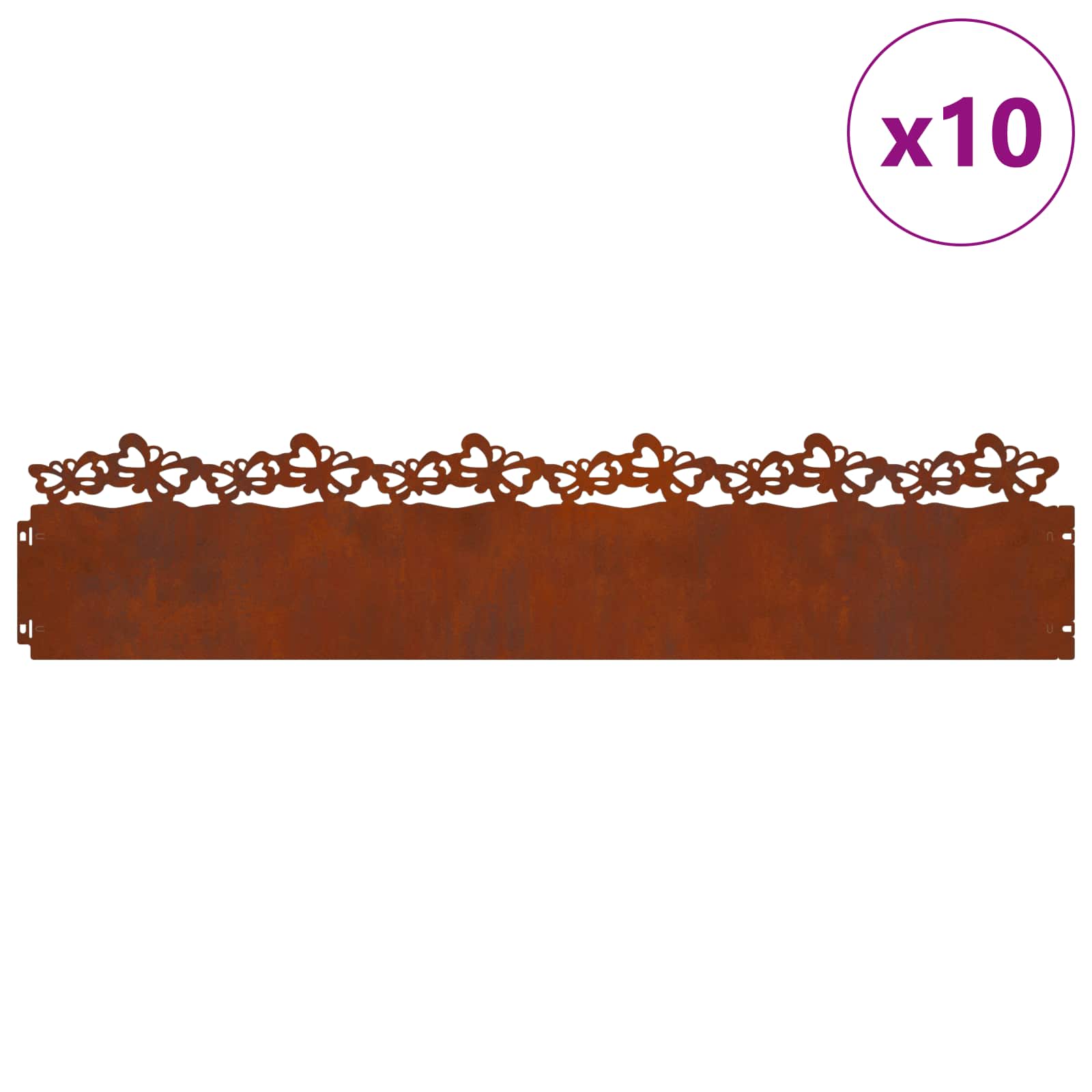 Bordure per prato 10 pcs Ruggine 103 x 0,05 x 22 cm | homemem39