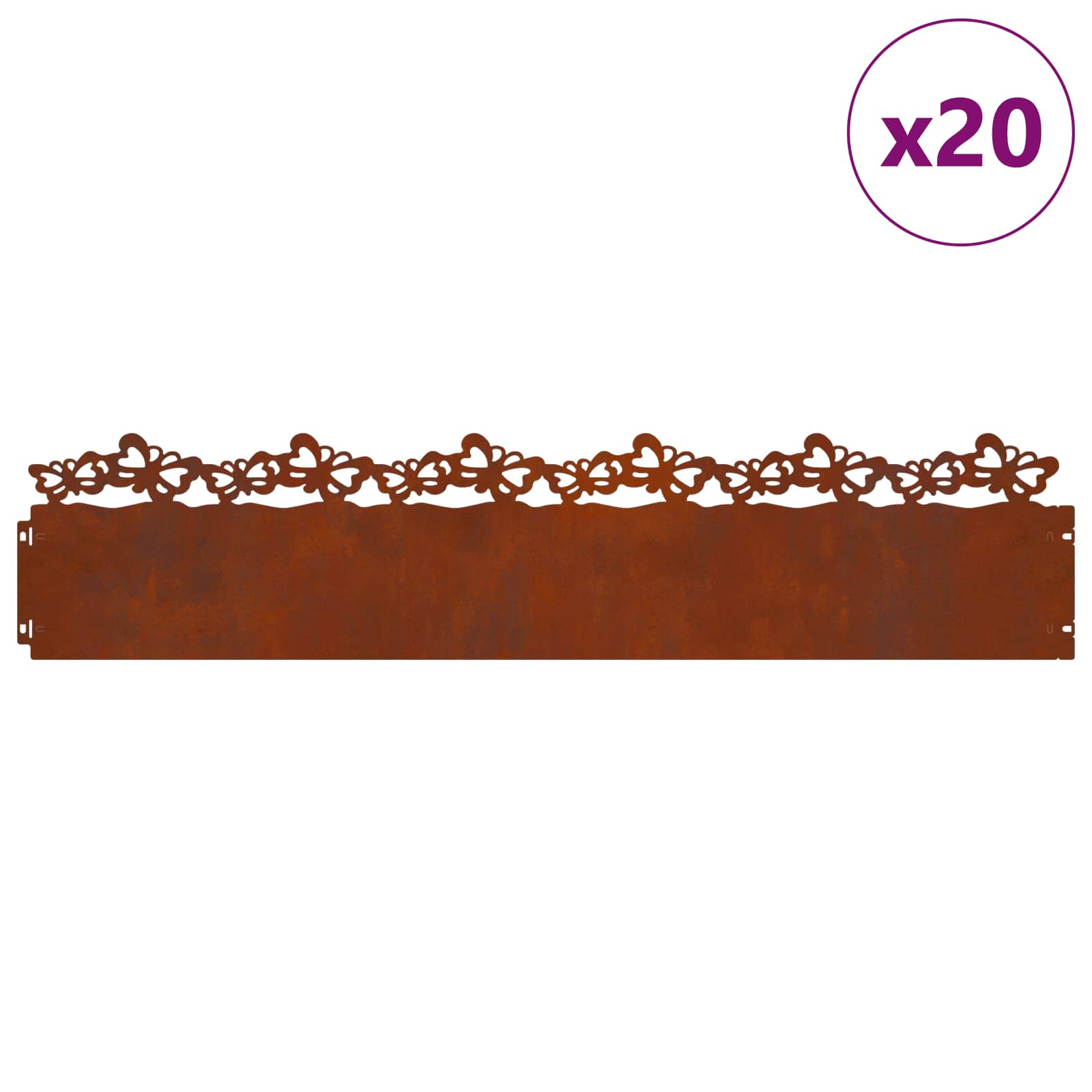 Bordure per prato 20 pcs Ruggine 103 x 0,05 x 22 cm | homemem39