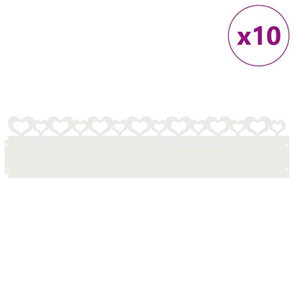 Bordure per prato 10 pcs Bianco 103 x 0,05 x 22 cm Acciaio
