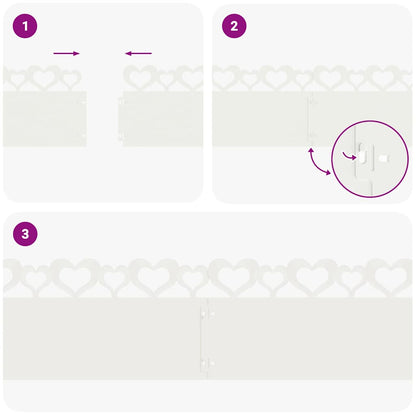 Bordure per prato 20 pcs Bianco 103 x 0,05 x 22 cm Acciaio