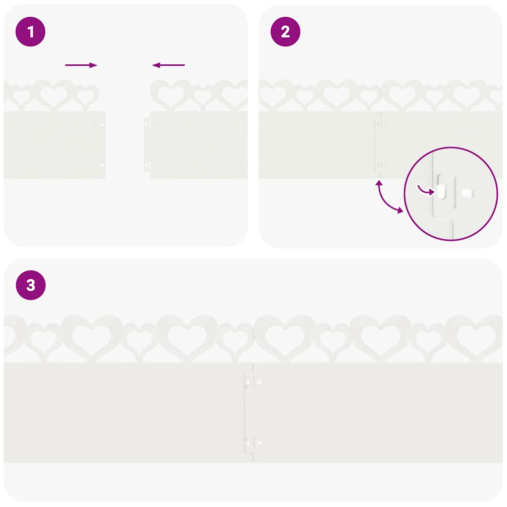 Bordure per prato 30 pcs Bianco 103 x 0,05 x 22 cm Acciaio