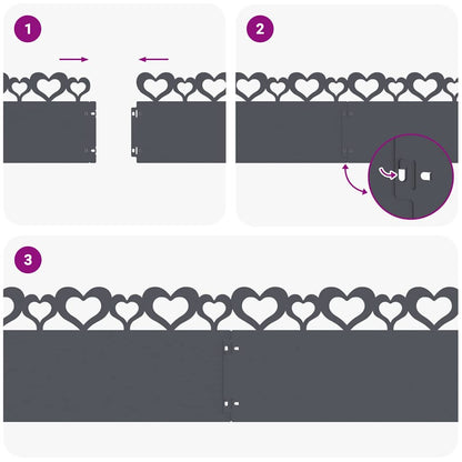Bordure per prato 20 pcs Antracite 103 x 0,05 x 22 cm Acciaio
