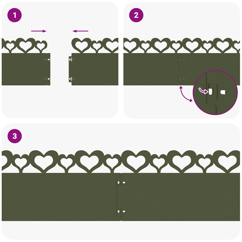 Bordure per prato 20 pcs Verde oliva 103 x 0,05 x 22 cm Acciaio