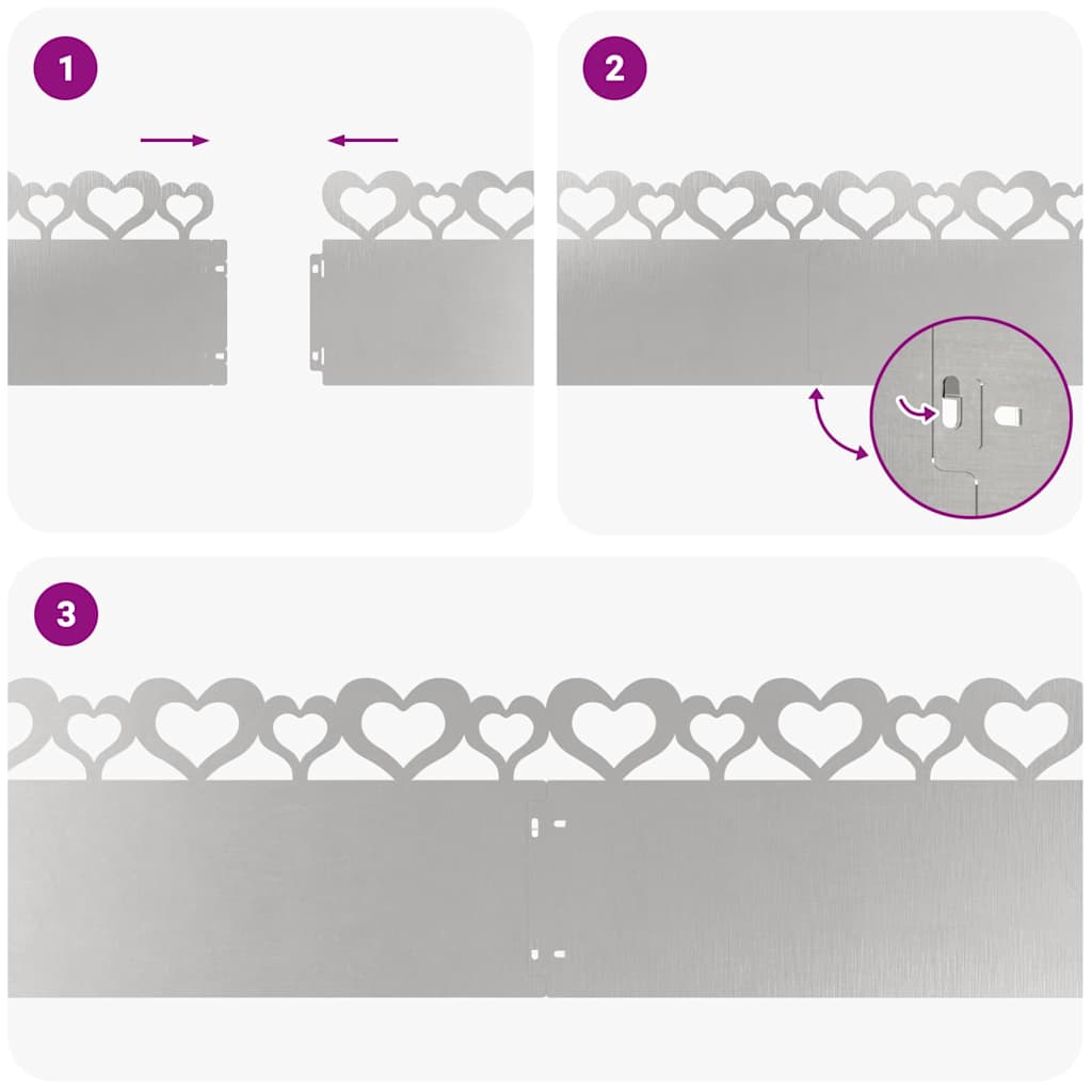 Bordure per prato 10 pcs Argento 103 x 0,05 x 22 cm