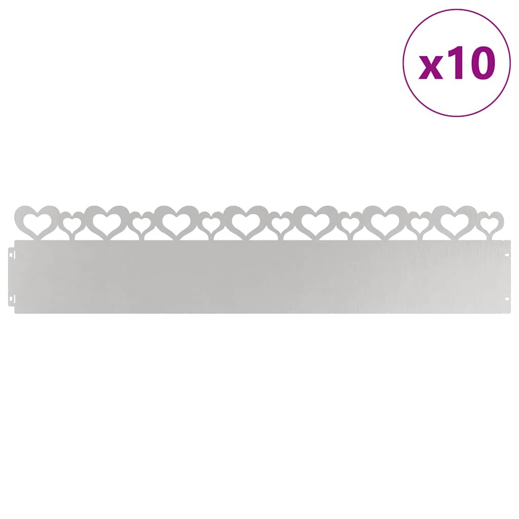 Bordure per prato 10 pcs Argento 103 x 0,05 x 22 cm