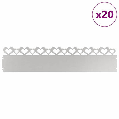 Bordure per prato 20 pcs Argento 103 x 0,05 x 22 cm