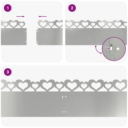 Bordure per prato 10 pcs Argento 103 x 0,05 x 22 cm | homemem39