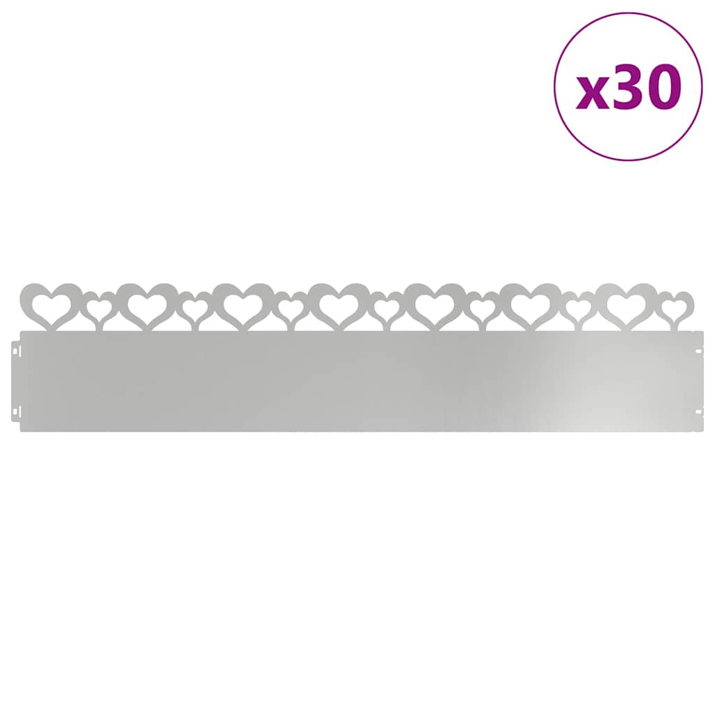 Bordure per prato 30 pcs Argento 103 x 0,05 x 22 cm