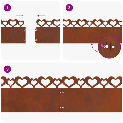 Bordure per prato 10 pcs Ruggine 103 x 0,05 x 22 cm | homemem39