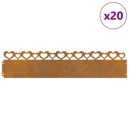 Bordure per prato 20 pcs Ruggine 103 x 0,05 x 22 cm | homemem39