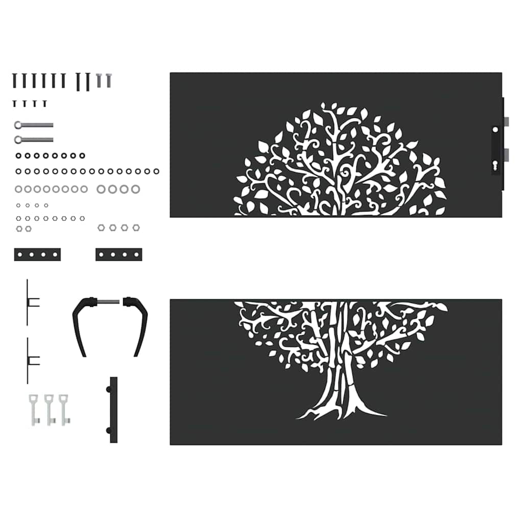 Cancello da giardino con blocco Nero 85 x 100 cm | homemem39