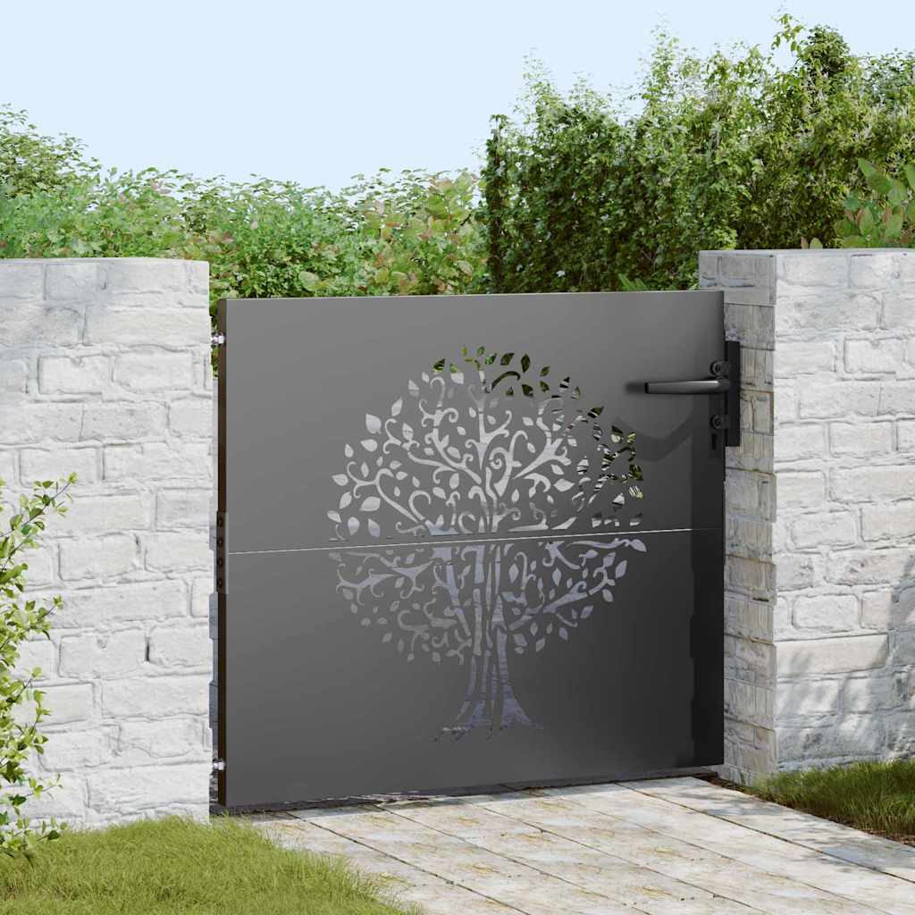 Cancello da giardino con blocco Nero 85 x 100 cm