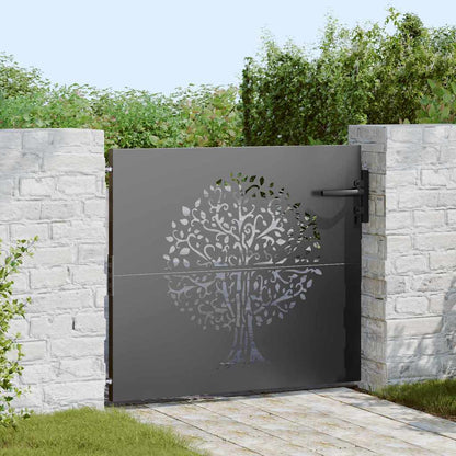 Cancello da giardino con blocco Nero 85 x 100 cm