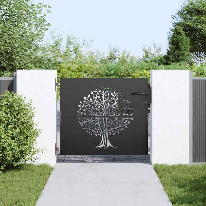 Cancello da giardino con blocco Nero 85 x 100 cm | homemem39