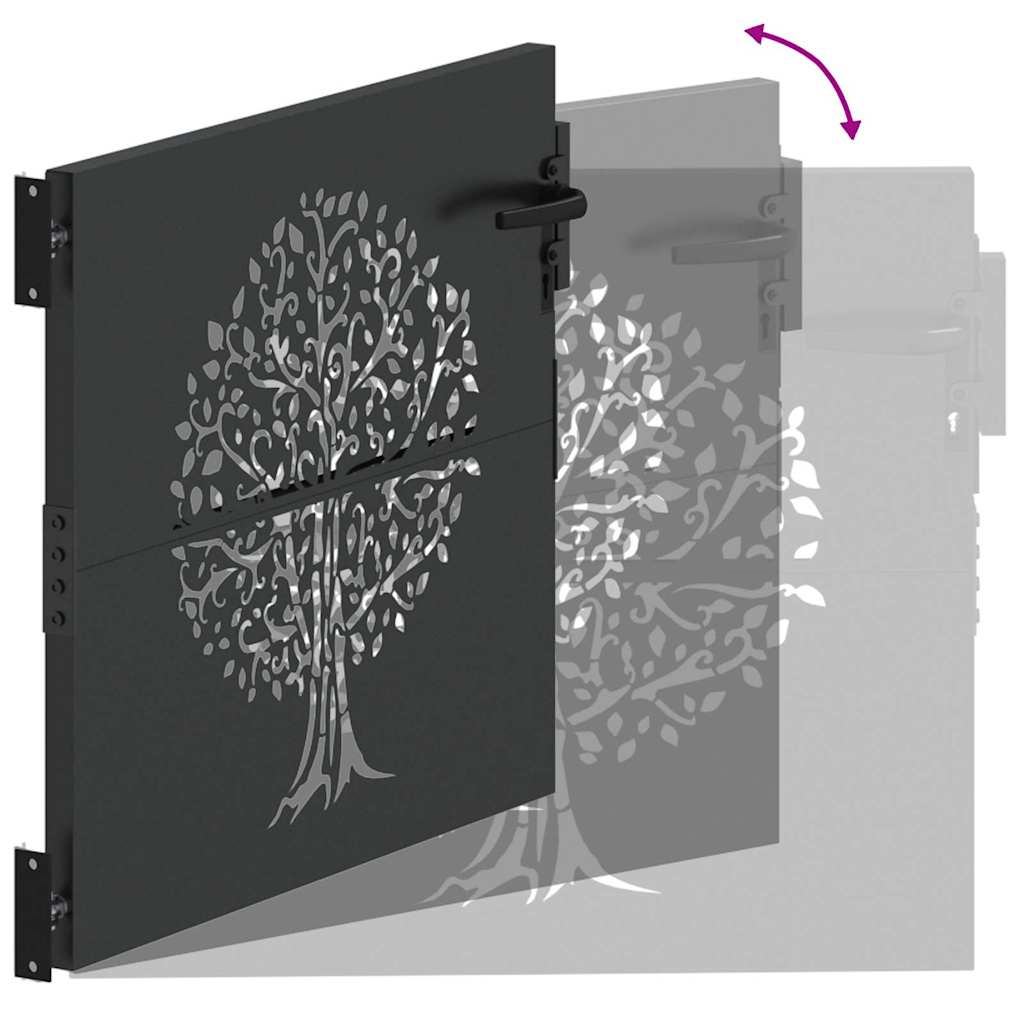 Cancello da giardino con blocco Nero 85 x 100 cm | homemem39