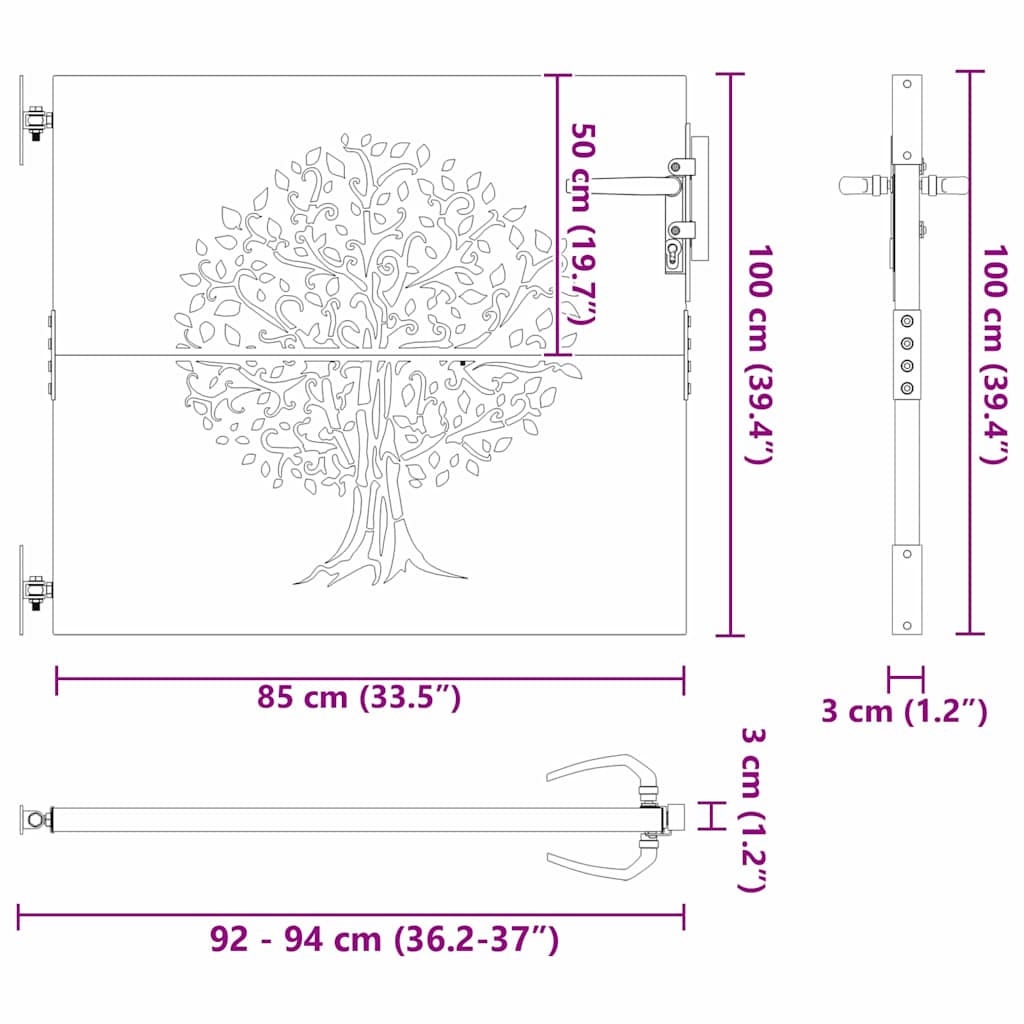 Cancello da giardino con blocco Nero 85 x 100 cm | homemem39