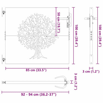 Cancello da giardino con blocco Nero 85 x 100 cm | homemem39