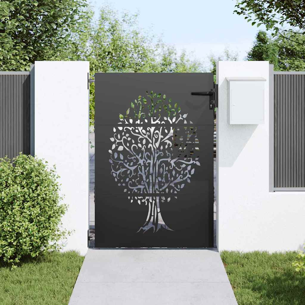 Cancello da giardino con blocco Nero 85 x 150 cm