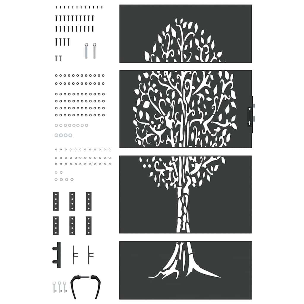 Cancello da giardino con blocco Nero 85 x 175 cm | homemem39