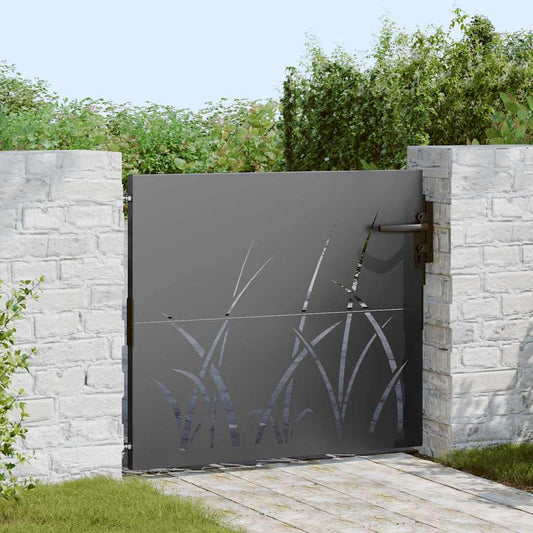 Cancello da giardino con blocco Nero 85 x 100 cm