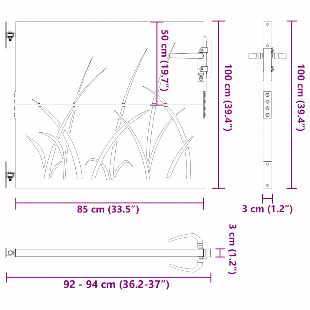 Cancello da giardino con blocco Nero 85 x 100 cm