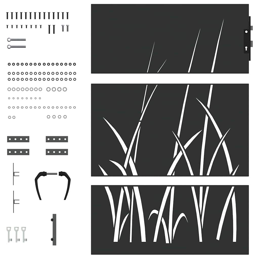 Cancello da giardino con blocco Nero 85 x 125 cm | homemem39
