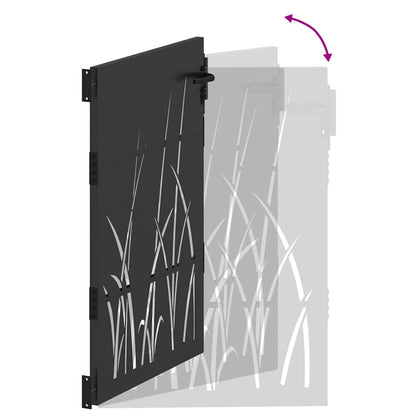 Cancello da giardino con blocco Nero 85 x 125 cm | homemem39