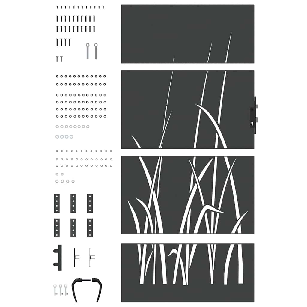 Cancello da giardino con blocco Nero 85 x 175 cm | homemem39