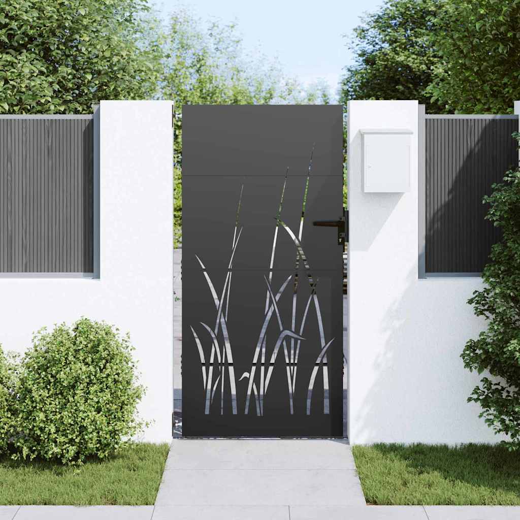 Cancello da giardino con blocco Nero 85 x 200 cm | homemem39
