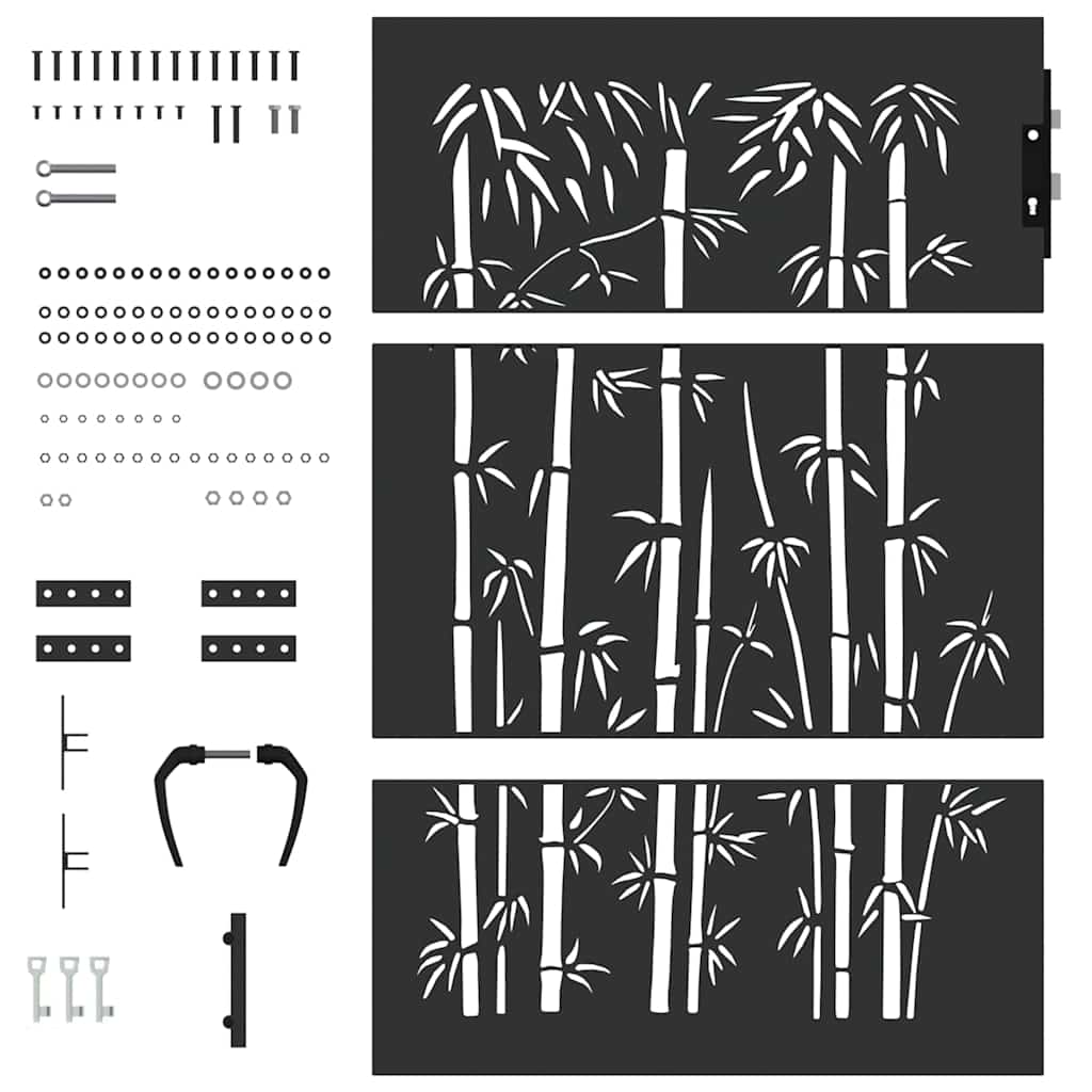 Cancello da giardino con blocco Nero 85 x 125 cm | homemem39