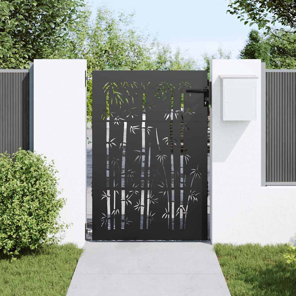 Cancello da giardino con blocco Nero 85 x 125 cm | homemem39