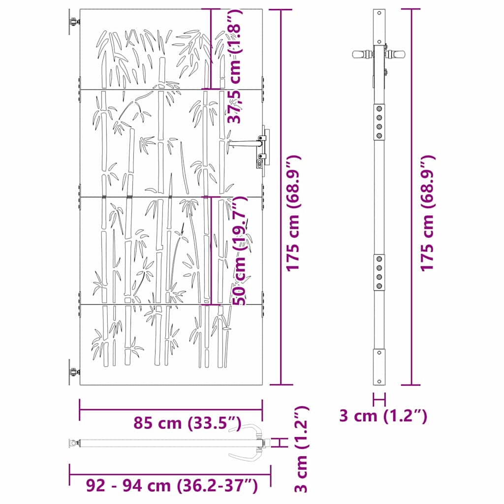Cancello da giardino 85 x 175 cm Acciaio Verniciato a Polvere | homemem39