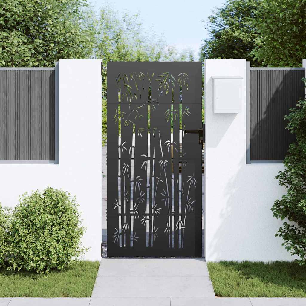 Cancello da giardino con blocco Nero 85 x 200 cm | homemem39