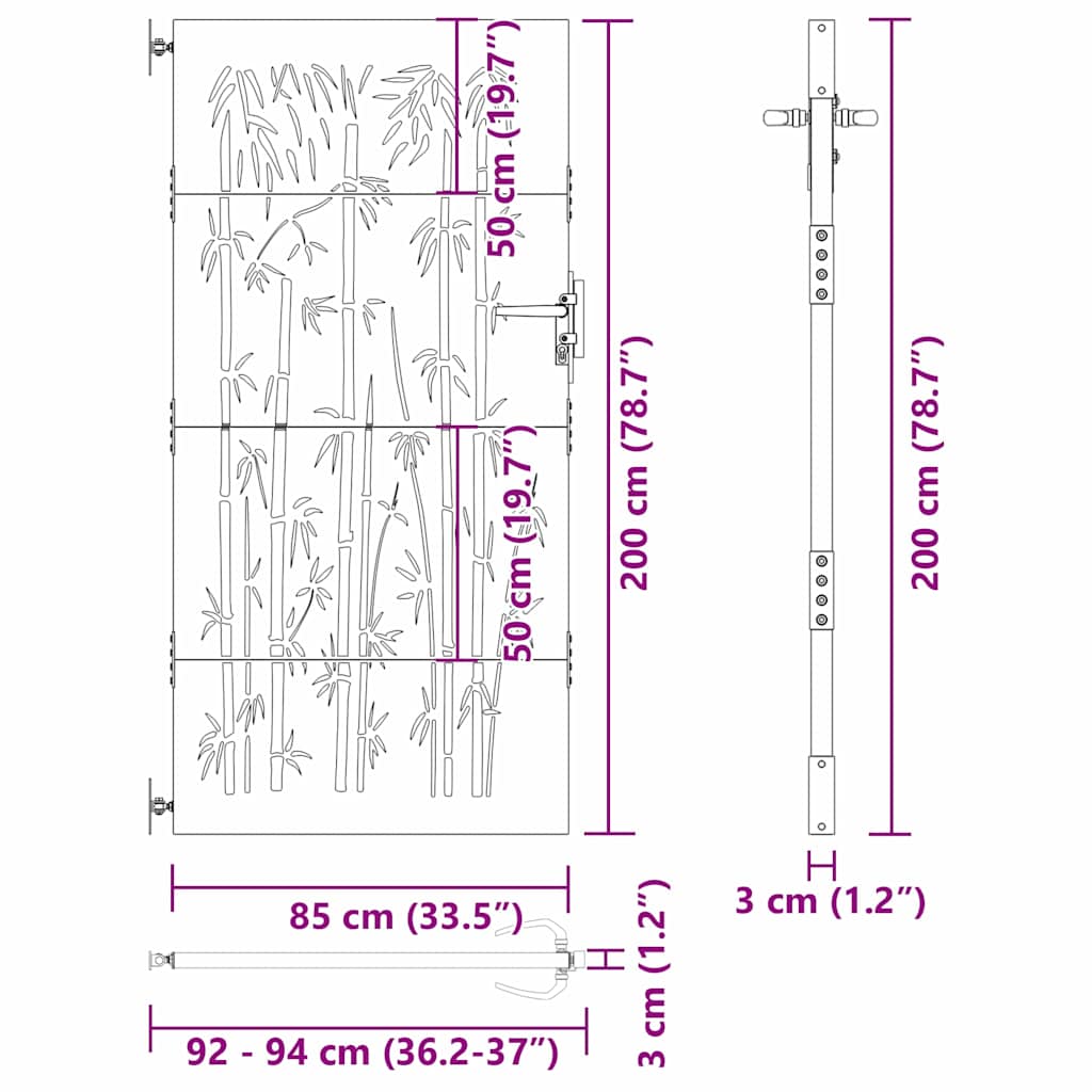 Cancello da giardino con blocco Nero 85 x 200 cm | homemem39