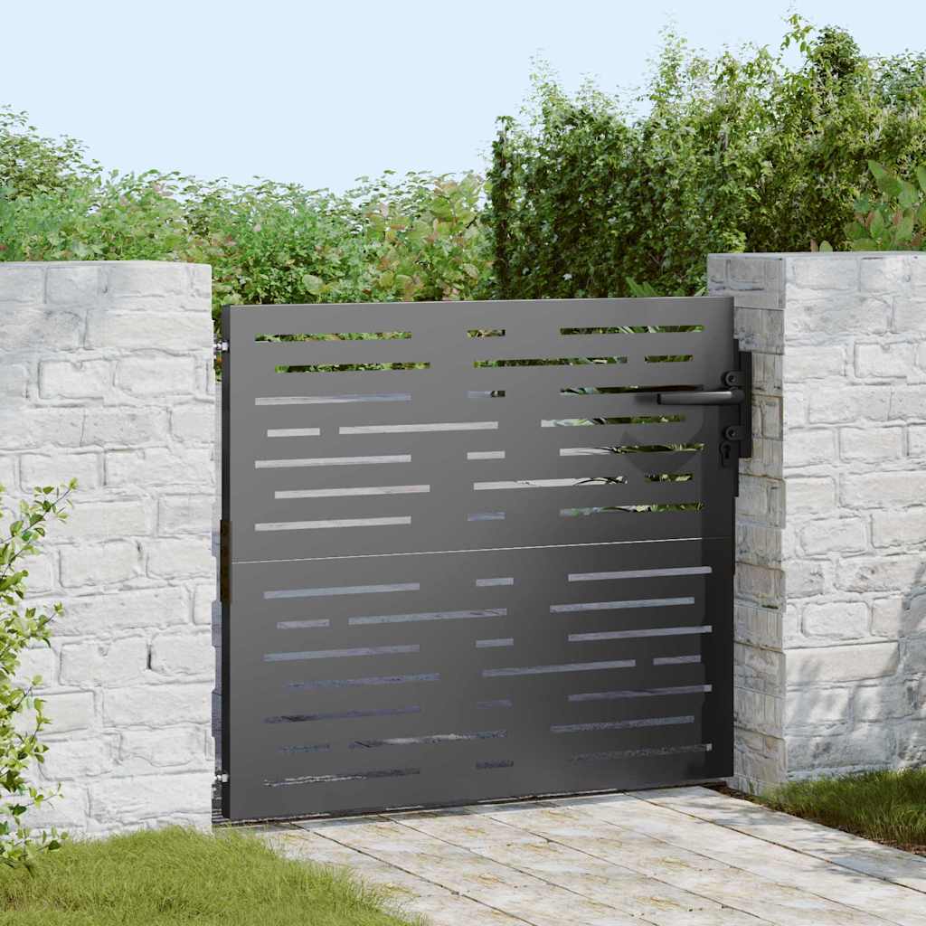 Cancello da giardino con blocco Nero 85 x 100 cm | homemem39