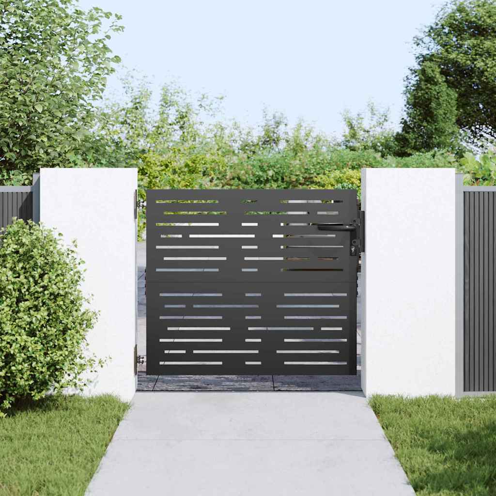 Cancello da giardino con blocco Nero 85 x 100 cm | homemem39