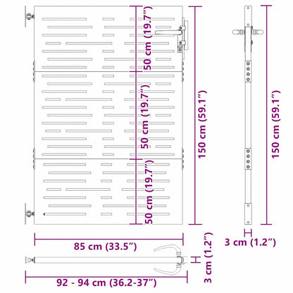 Cancello da giardino con blocco Nero 85 x 150 cm | homemem39