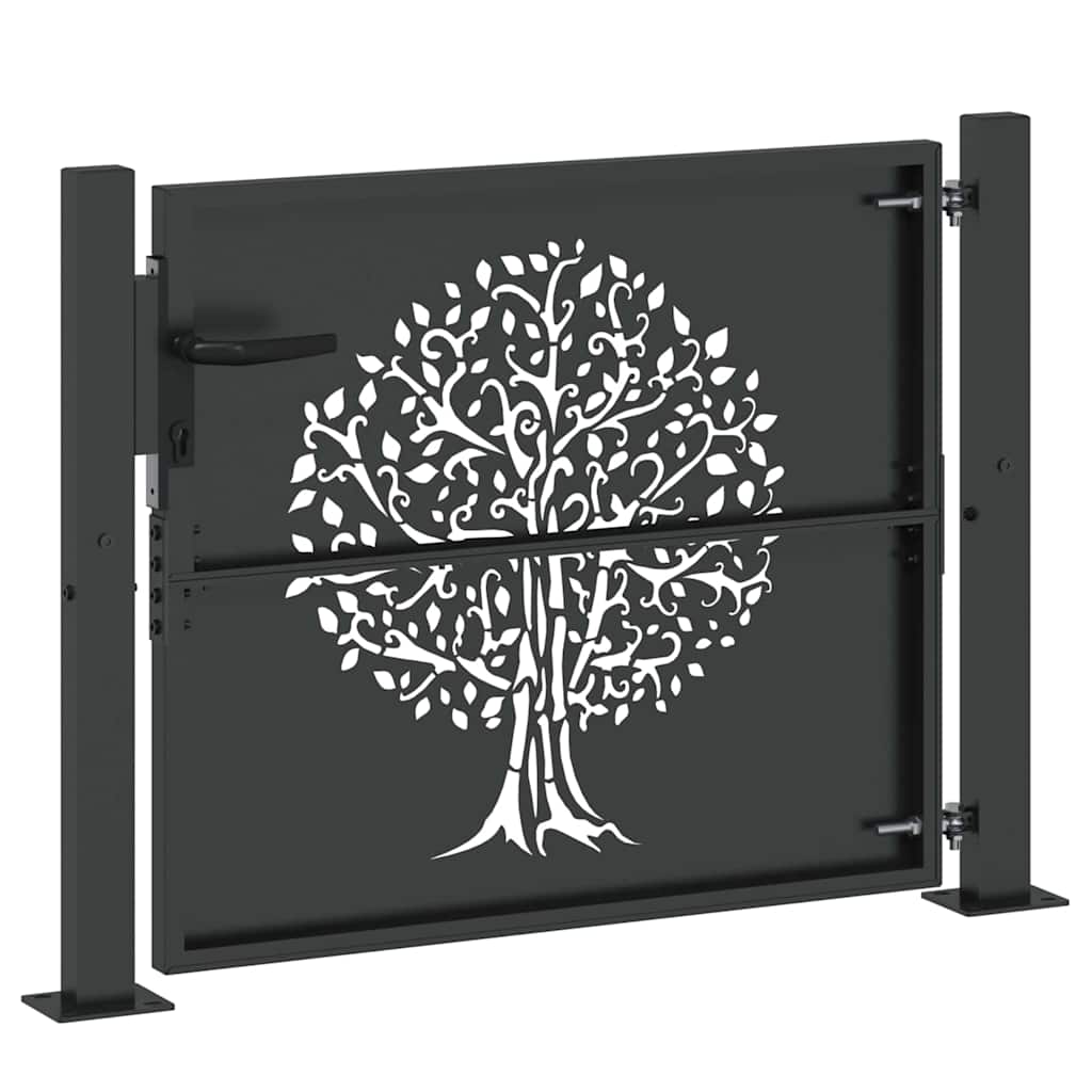 Cancello da giardino con blocco Nero 110 x 105 cm | homemem39