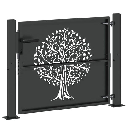 Cancello da giardino con blocco Nero 110 x 105 cm | homemem39