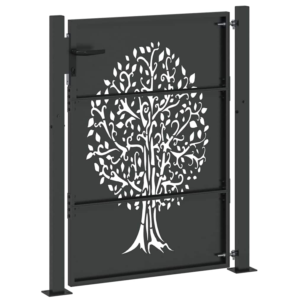 Cancello da giardino con blocco Nero 110 x 130 cm | homemem39