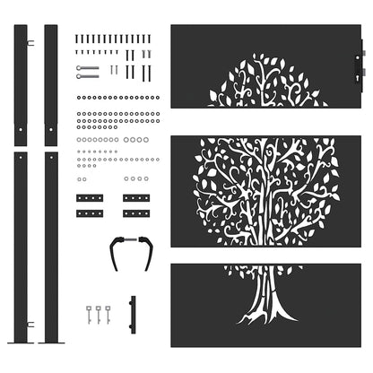 Cancello da giardino con blocco Nero 110 x 155 cm | homemem39