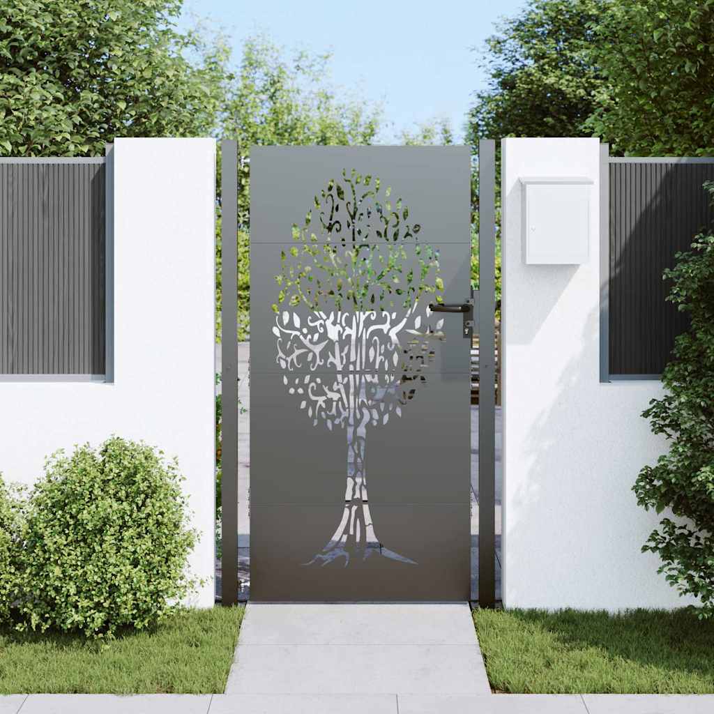 Cancello da giardino con blocco Nero 110 x 180 cm | homemem39