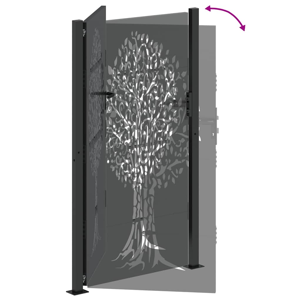 Cancello da giardino con blocco Nero 110 x 180 cm | homemem39