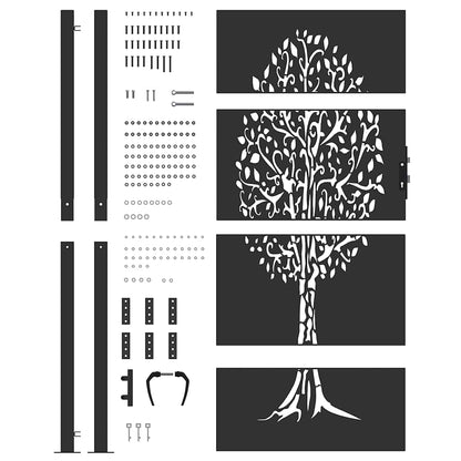 Cancello da giardino con blocco Nero 110 x 205 cm | homemem39