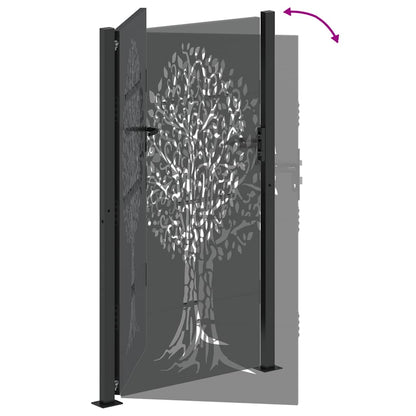 Cancello da giardino con blocco Nero 110 x 205 cm | homemem39