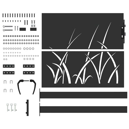 Cancello da giardino con blocco Nero 110 x 105 cm | homemem39