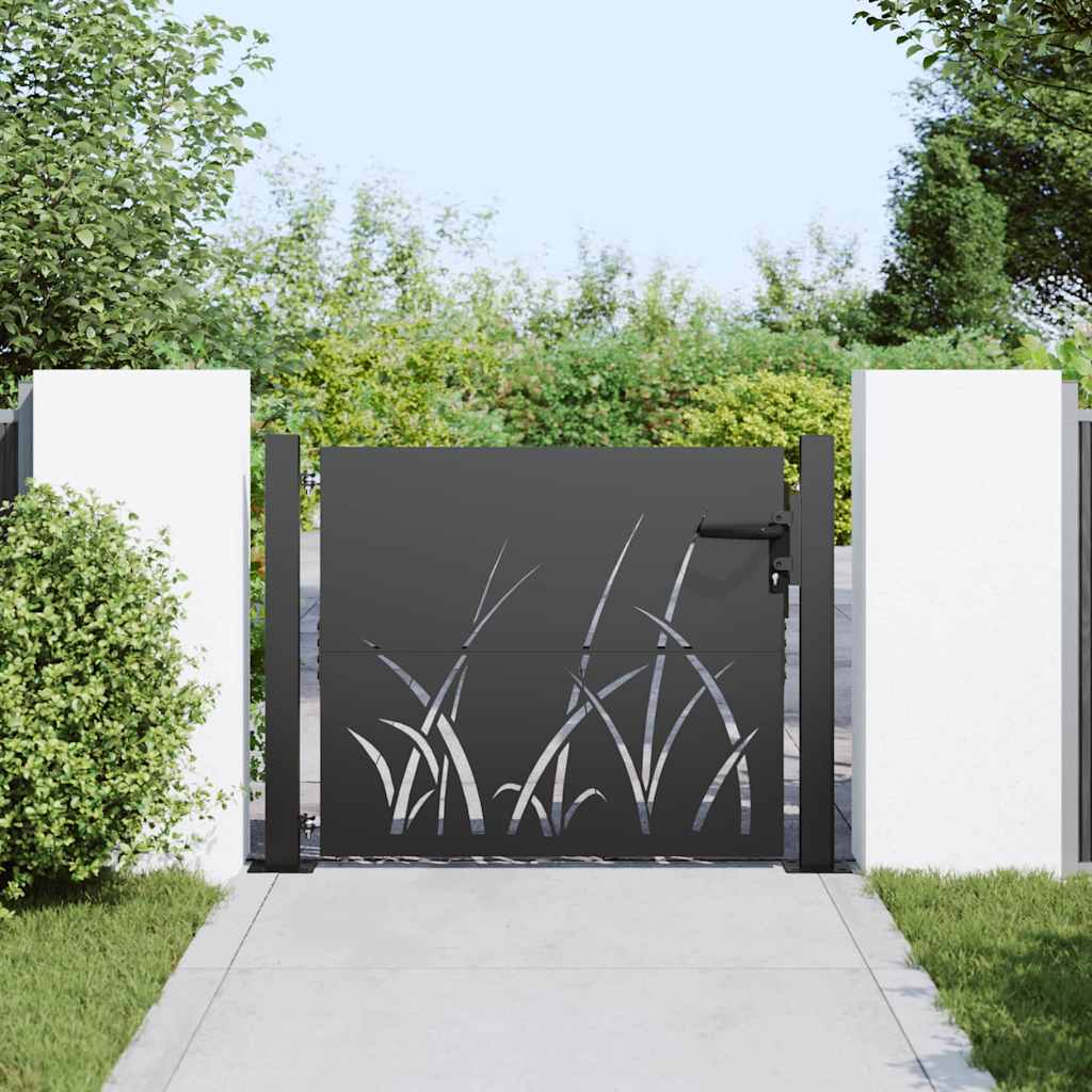 Cancello da giardino con blocco Nero 110 x 105 cm | homemem39