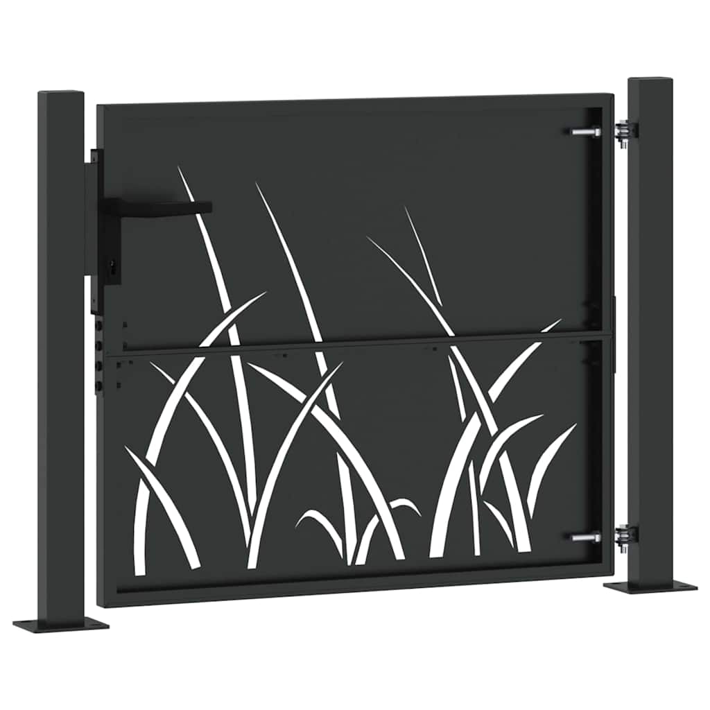 Cancello da giardino con blocco Nero 110 x 105 cm | homemem39