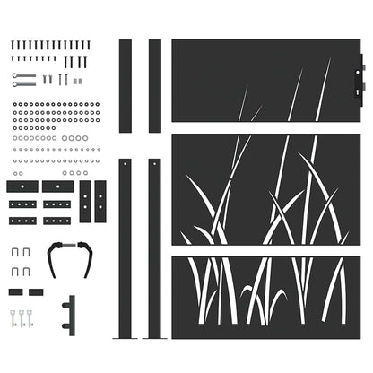 Cancello da giardino con blocco Nero 110 x 130 cm | homemem39
