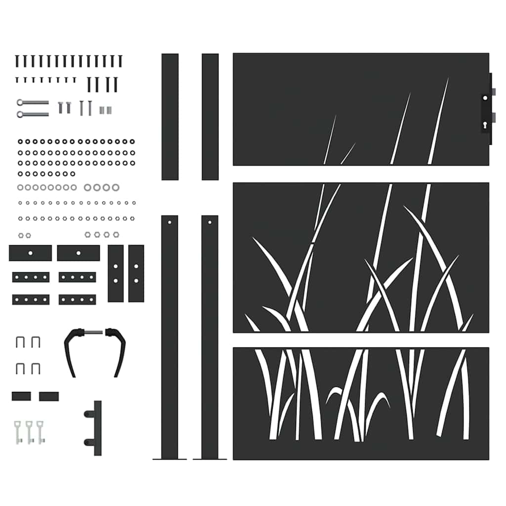 Cancello da giardino con blocco Nero 110 x 155 cm | homemem39